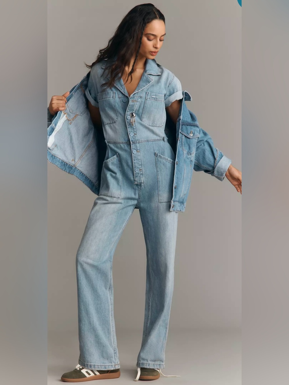 PISTOLA Short Sleeve Grover Denim Jumpsuit